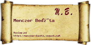 Menczer Beáta névjegykártya